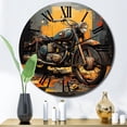 thumbnail image 1 of Designart "Orange Black Motorcycle Road flow II" Transportation Oversized Wall Clock, 1 of 5
