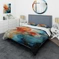 thumbnail image 1 of Designart "Orange Blue Abstract Fractal" Modern Bedding Covert Set - Fractals Orange Abstract Bed Set With 1 Sham, 1 of 6