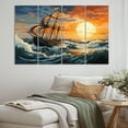 thumbnail image 1 of Designart "Orange Blue Boat Energetic Storm I" Boat Metal Art Print Set, 1 of 5