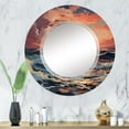 thumbnail image 1 of Designart "Orange Blue Coastal Waves I" Nautical & Beach Round Wall Mirror - Coastal Oval Printed Decorative Oversized Mirror - Multiple Color Options, 1 of 4