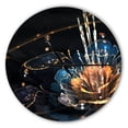 thumbnail image 1 of Designart 'Orange Blue Flower with Water Drops' Metal Wall Clock, 1 of 2