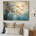 thumbnail image 1 of Designart "Orange Blue Maple Tree Glowing Embers II" Floral Floater Framed Canvas Wall Art, 1 of 7