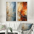 thumbnail image 1 of Designart "Orange Blue Maple Tree Glowing Embers III" Tree Maple Framed Wall Art Set Of 2 - Orange Floral Framed Canvas Set For Living Room Decor, 1 of 7