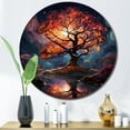 thumbnail image 1 of Designart "Orange Blue Maple Trees magic Maple" Landscapes Oversized Wall Clock, 1 of 5