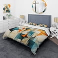 thumbnail image 1 of Designart "Orange Blue Mid Century euphony In Geometry I" Mid-Century Bedding Covert Set - Abstract Midcentury Orange Abstract Bed Set With 2 Shams, 1 of 6