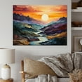 thumbnail image 1 of Designart "Orange Blue Mountains Bold Landscape" Modern Wall Art Living Room, 1 of 5