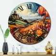 thumbnail image 1 of Designart "Orange Blue Netherlands Tulip Tapestry Rows" Landscapes Oversized Wall Clock, 1 of 5