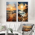 thumbnail image 1 of Designart "Orange Blue Sunrise On The Beach I" Sunrisesunset Framed Wall Art Set Of 2 - Orange Landscapes Gallery Wall Frame Set For Home Decor, 1 of 7