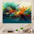 thumbnail image 1 of Designart "Orange Blue Transcendent Liquid Ink I" Abstract Marble Canvas Print, 1 of 5