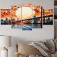 thumbnail image 1 of Designart "Orange Bridge Gateway Painting I" Architecture Metal Wall Decor Set, 1 of 5