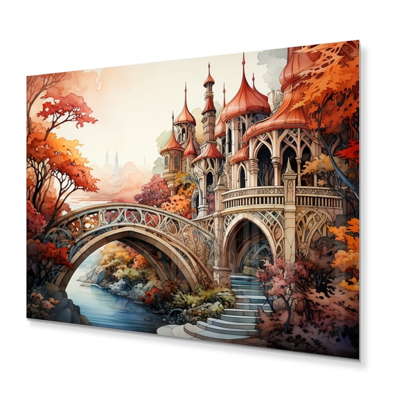 Designart "Orange Bridge curious Archway" Architecture Metal Wall Decor