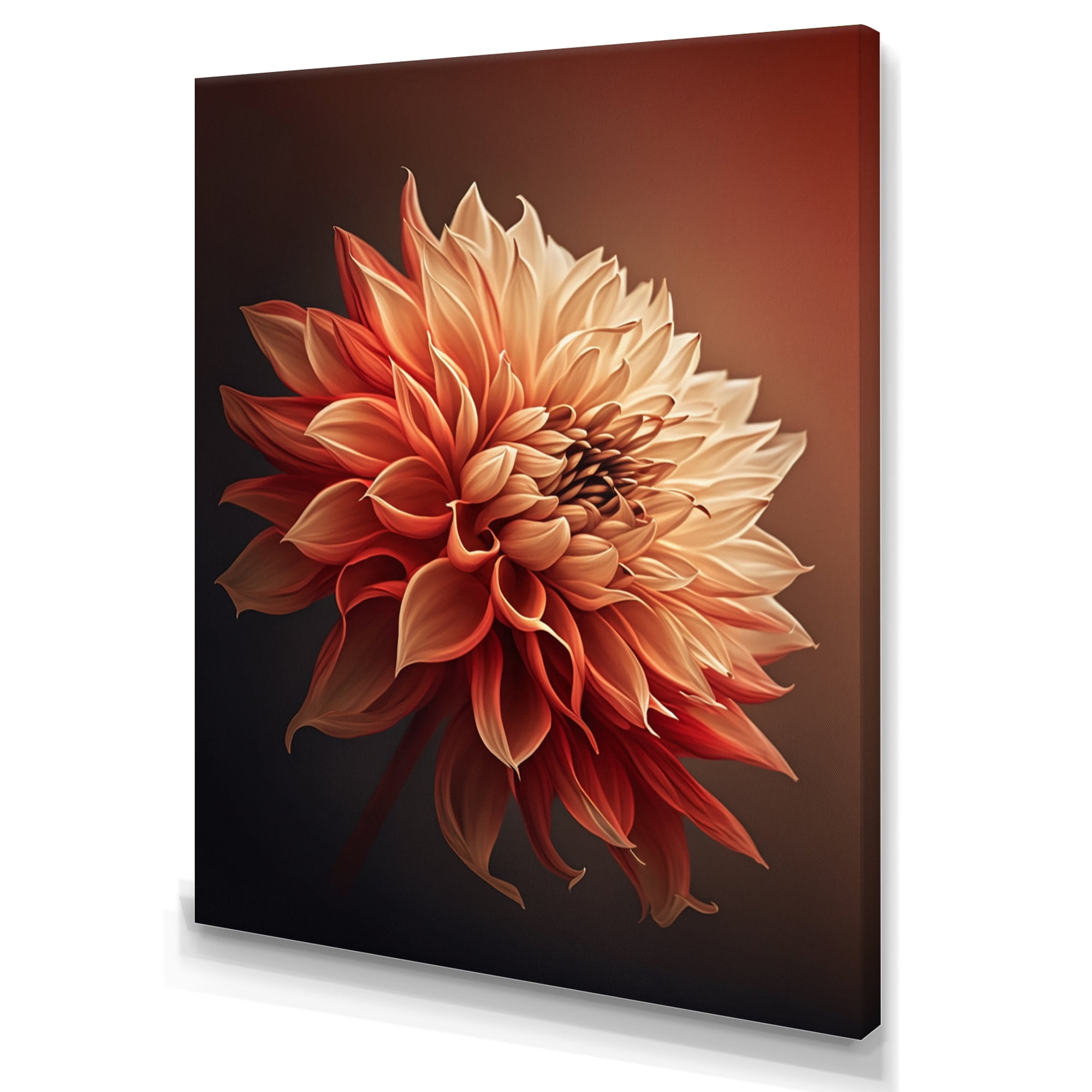 Designart Orange Dahlia Flower III Canvas Wall Art
