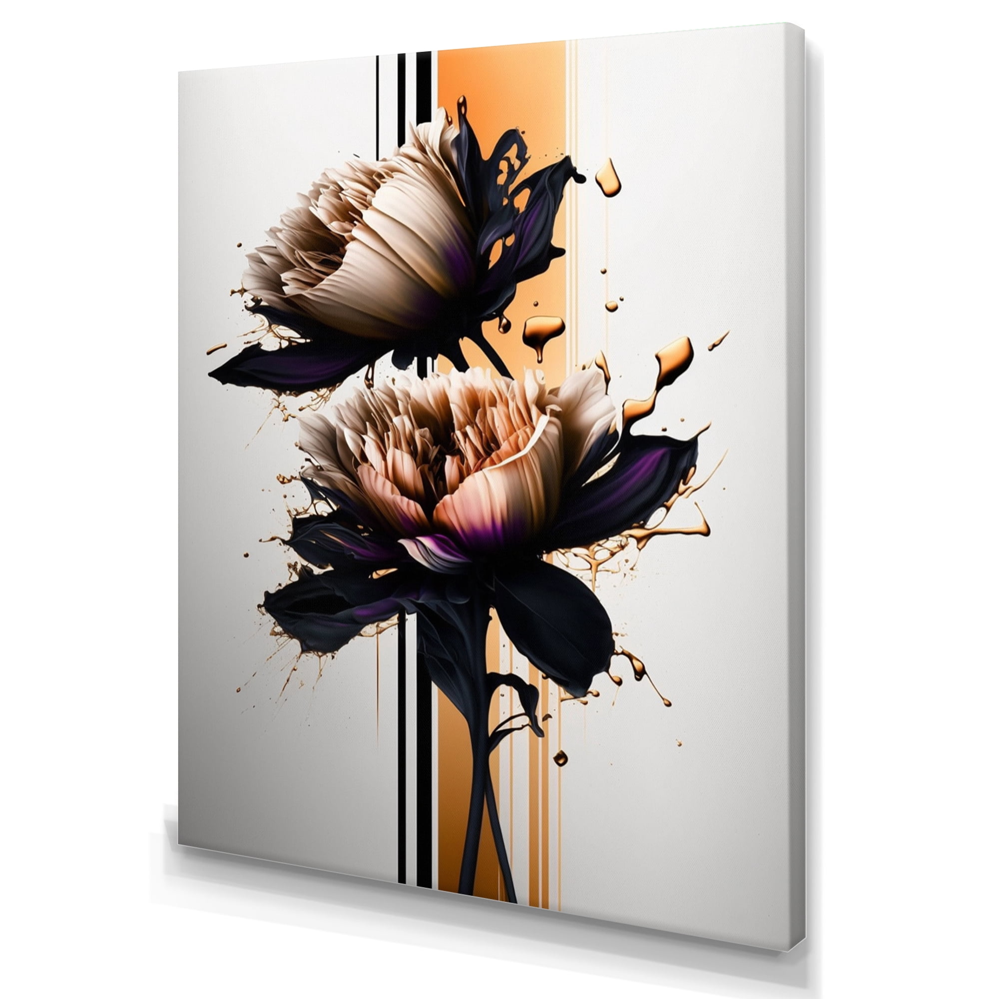 Designart Orange Dahlia Flower On Abstract Fusion I Canvas Wall Art