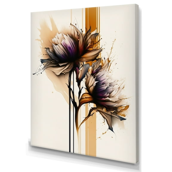 Designart Orange Dahlia Flower On Abstract Fusion III Canvas Wall Art