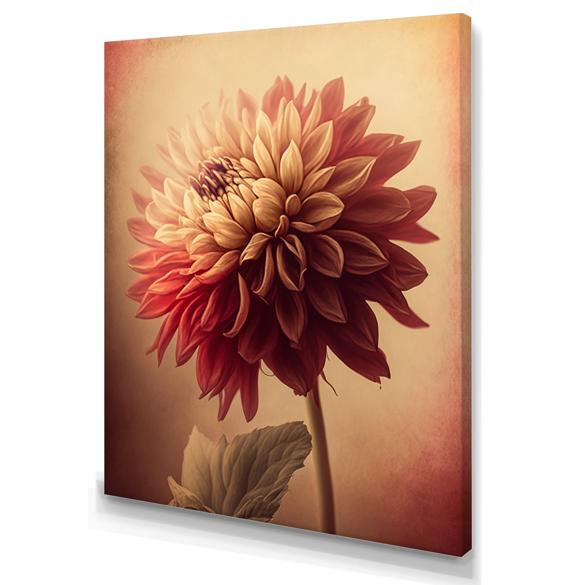 Designart Orange Dahlia Flower VI Canvas Wall Art