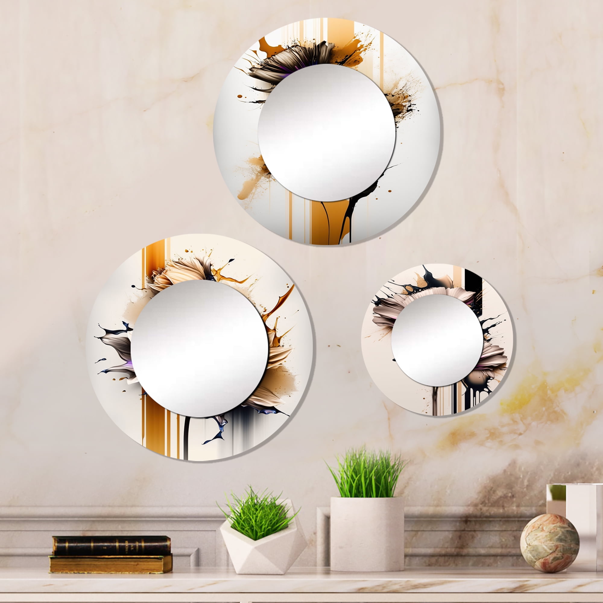 Designart "Orange Dahlia on Abstract Fusion IV" Floral & Botanical