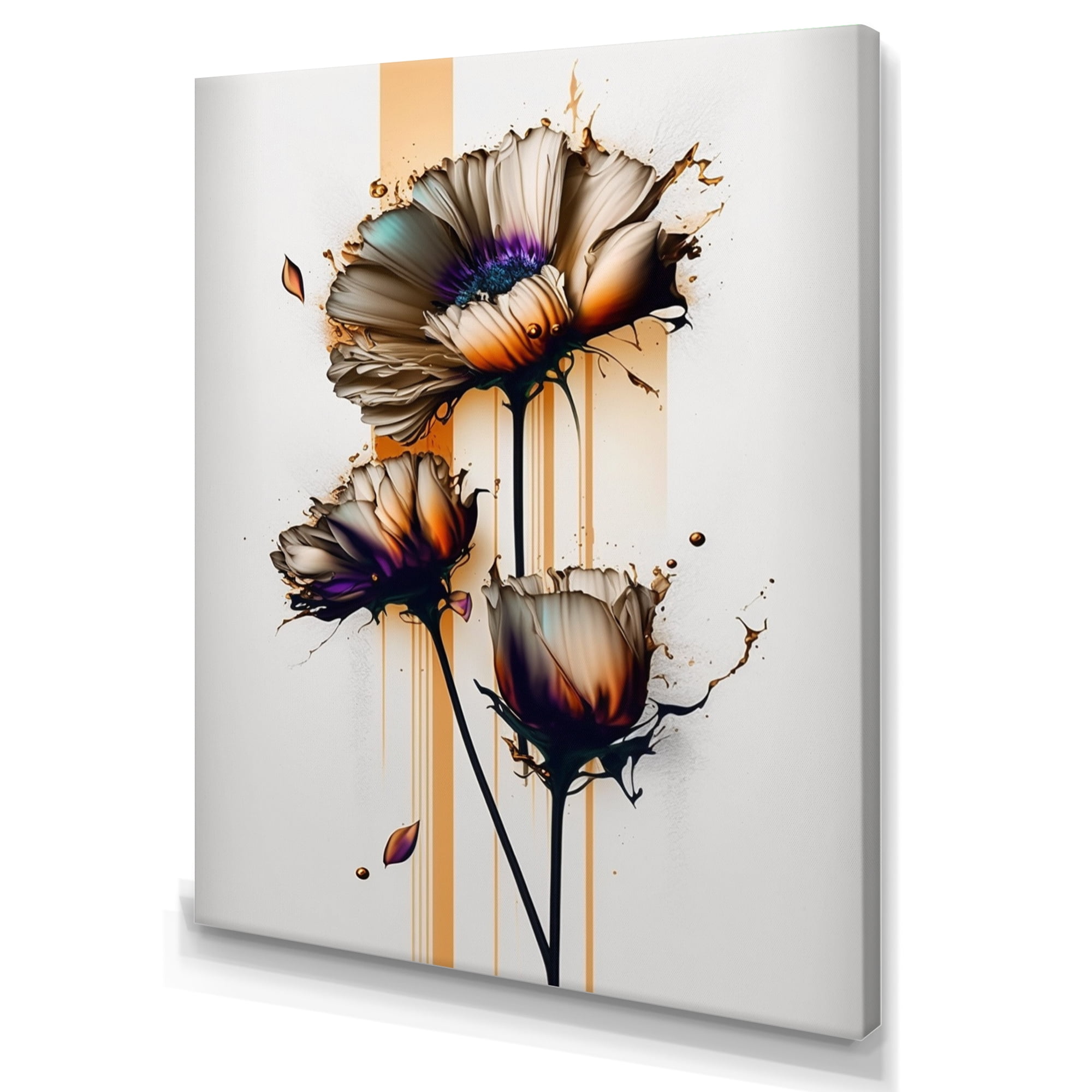 Designart Orange Daisy Flower On Abstract Fusion I Canvas Wall Art