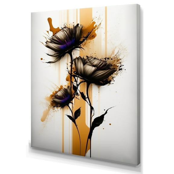 Designart Orange Daisy Flower On Abstract Fusion II Canvas Wall Art