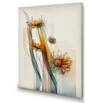 Designart Orange Daisy Flowers Hyperrealistic III Canvas Wall Art