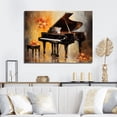 thumbnail image 1 of Designart "Orange Floral Serenade Grand Piano Harmony" Music Wall Art - Vintage Black Music Piano Bedroom Canvas Wall Art, 1 of 4