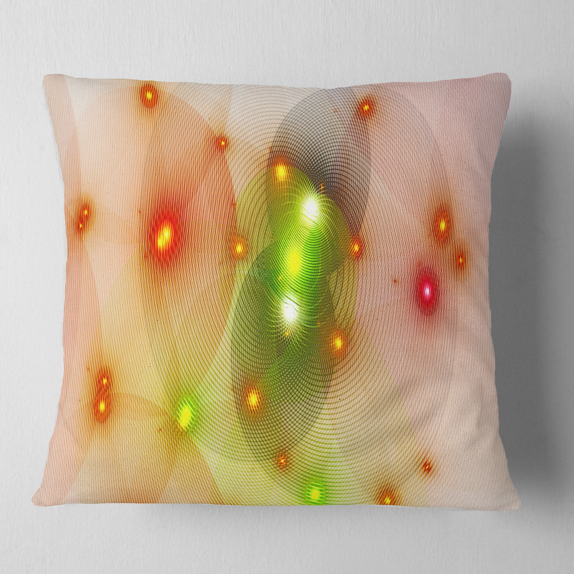 Designart Orange Fractal Lights in Fog - Abstract Throw Pillow - 18x18