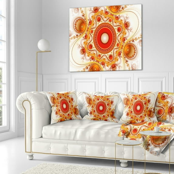 Designart Orange Fractal Pattern with Circles - Abstract Throw Pillow - 18x18
