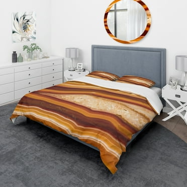 Designart 'Orange Geode Chrystal' Abstract Duvet Cover Set
