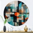 thumbnail image 1 of Designart "Orange Geometric Odyssey I" Modern Geometric Metal Round Wall Art Prints, 1 of 5