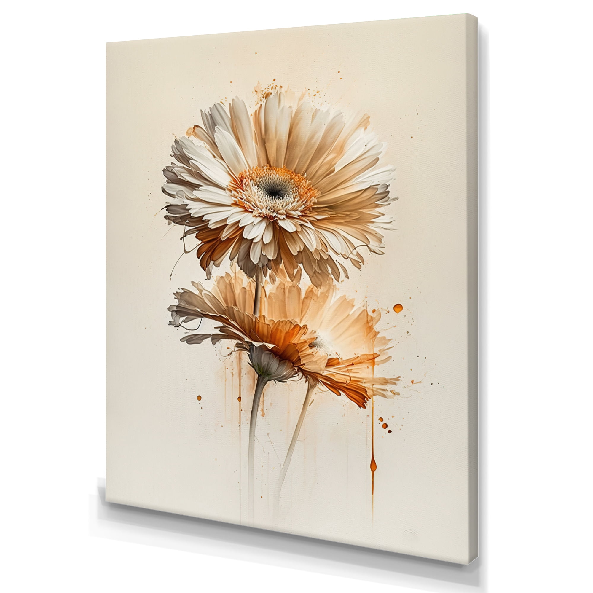 Designart Orange Gerbera Flower III Canvas Wall Art