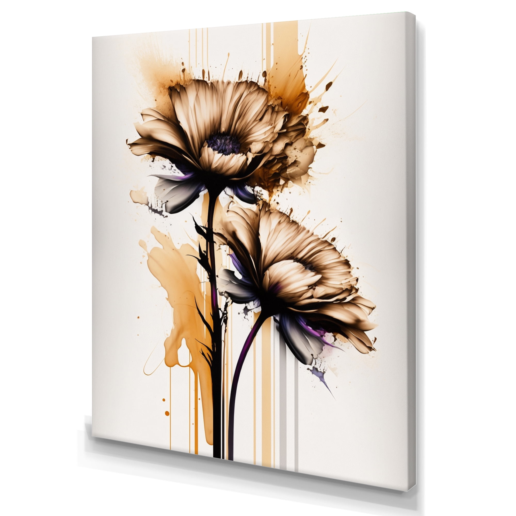 Designart Orange Gerbera Flower On Abstract Fusion I Canvas Wall Art