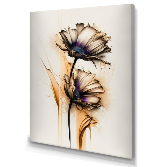 Designart Orange Gerbera Flower On Abstract Fusion II Canvas Wall Art