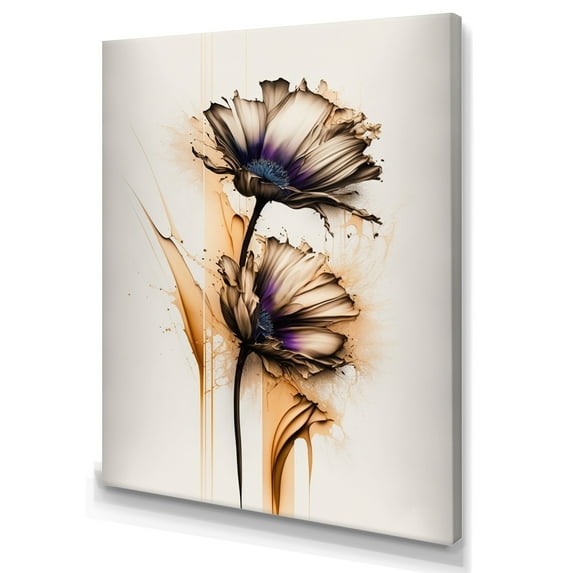 Designart Orange Gerbera Flower On Abstract Fusion II Canvas Wall Art