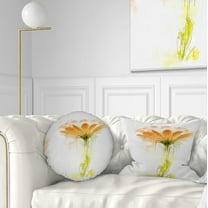 Designart Orange Gerbera Sketch Watercolor - Flowers Throw Pillowwork - 12x20