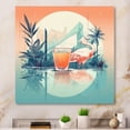 thumbnail image 1 of Designart "Orange Green Flamingo With A Drink" Animals Flamingo Canvas Print, 1 of 5