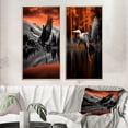 thumbnail image 1 of Designart "Orange Grey Heron beautyful Heron In Autumn III" Heron Framed Wall Art Set Of 2 - Orange Animals Framed Canvas Set For Living Room Decor, 1 of 7
