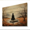 thumbnail image 1 of Designart "Orange Grey Meditation Zen Garden painting" Spiritual Print on Natural Pine Wood, 1 of 5
