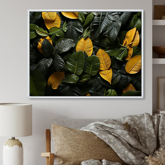 Designart "Orange Grey Plants landscape Vibrant" Floral Floater Framed Wall Decor