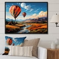 thumbnail image 1 of Designart "Orange Hot Air Ballon Bold horizon I" Hot Air Balloon Floater Framed Canvas Print, 1 of 7