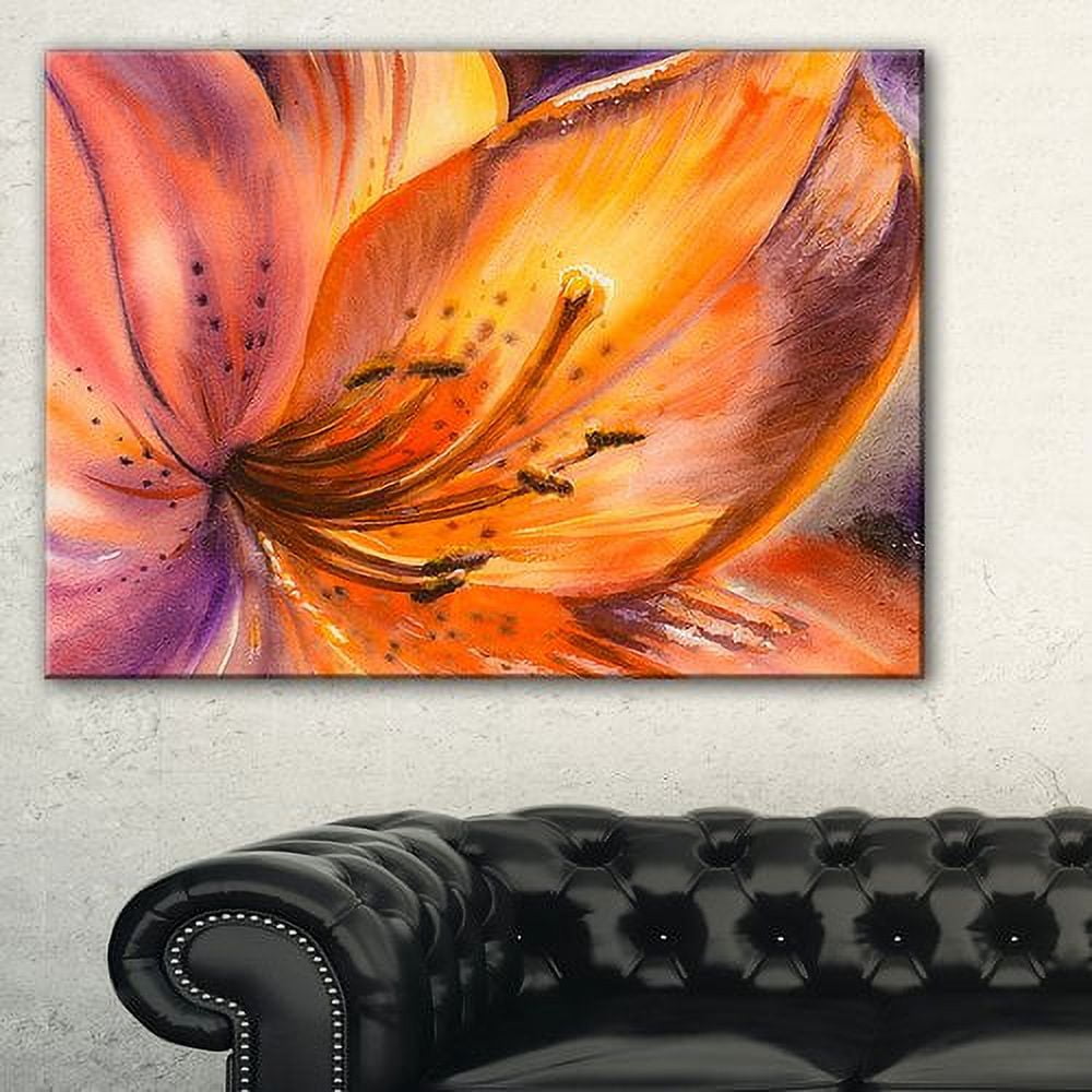 Designart 'Orange Lily Flower ' Floral Canvas Art Print