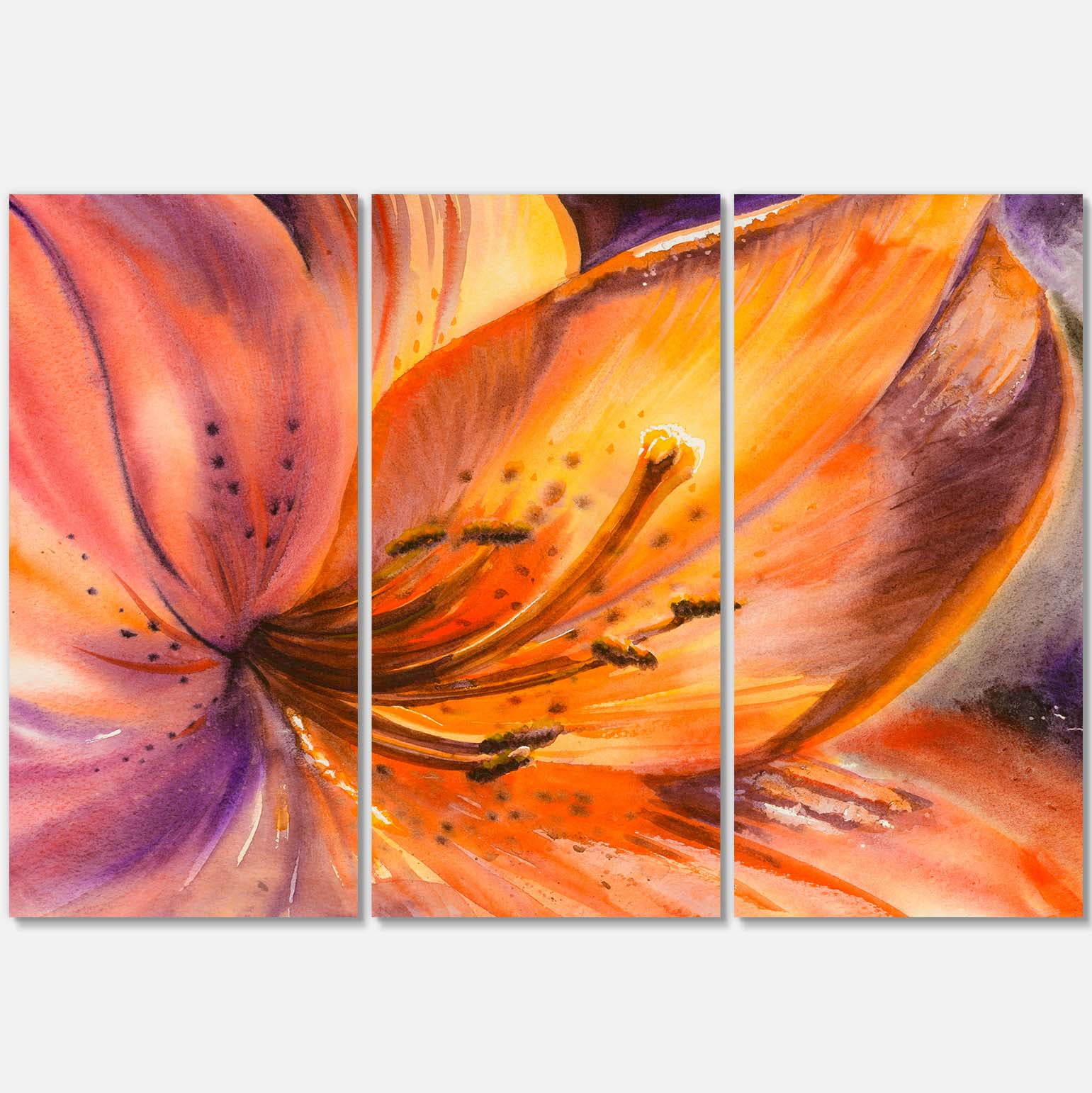 Designart 'Orange Lily Flower ' Floral Canvas Art Print