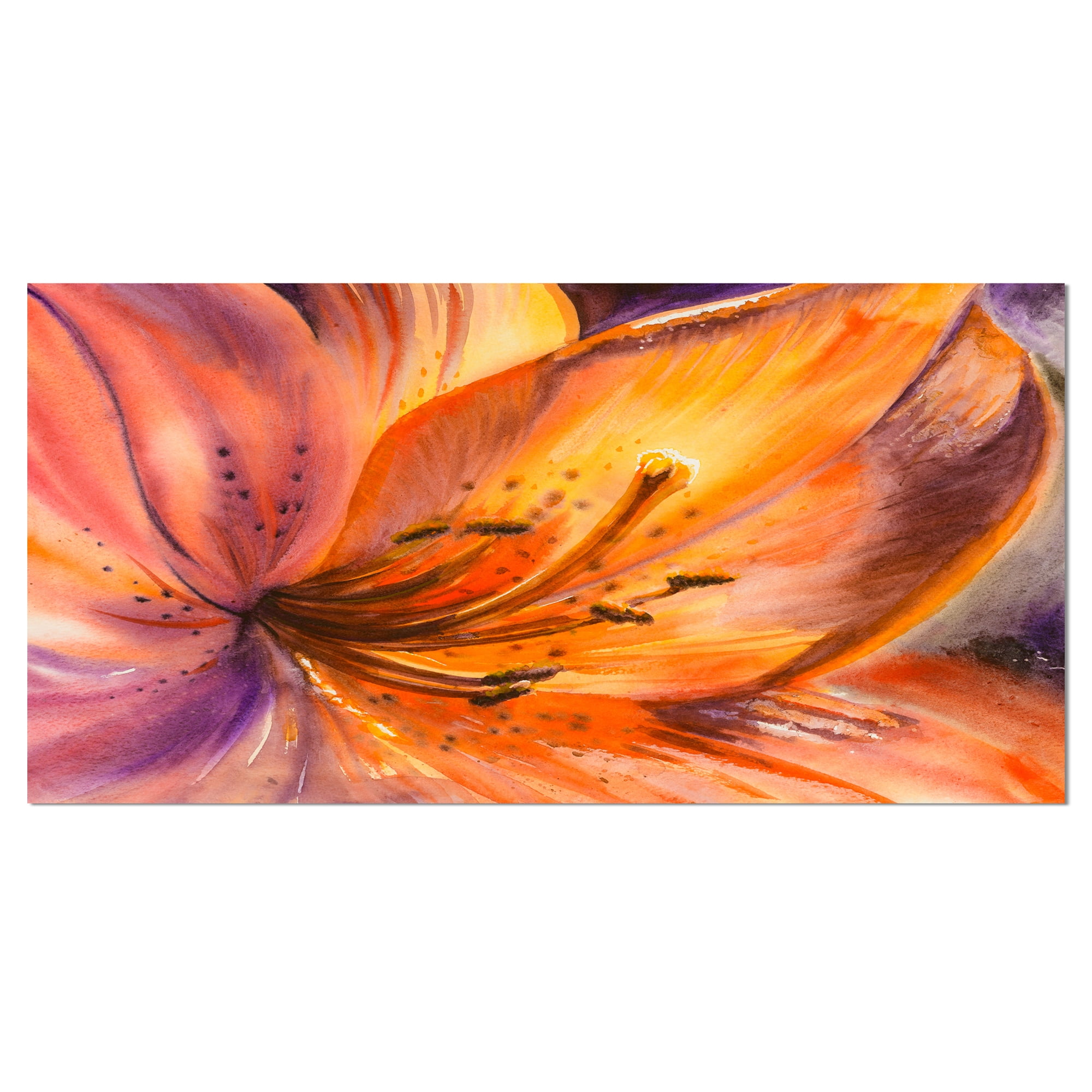 Designart 'Orange Lily Flower ' Large Floral Canvas Art Print