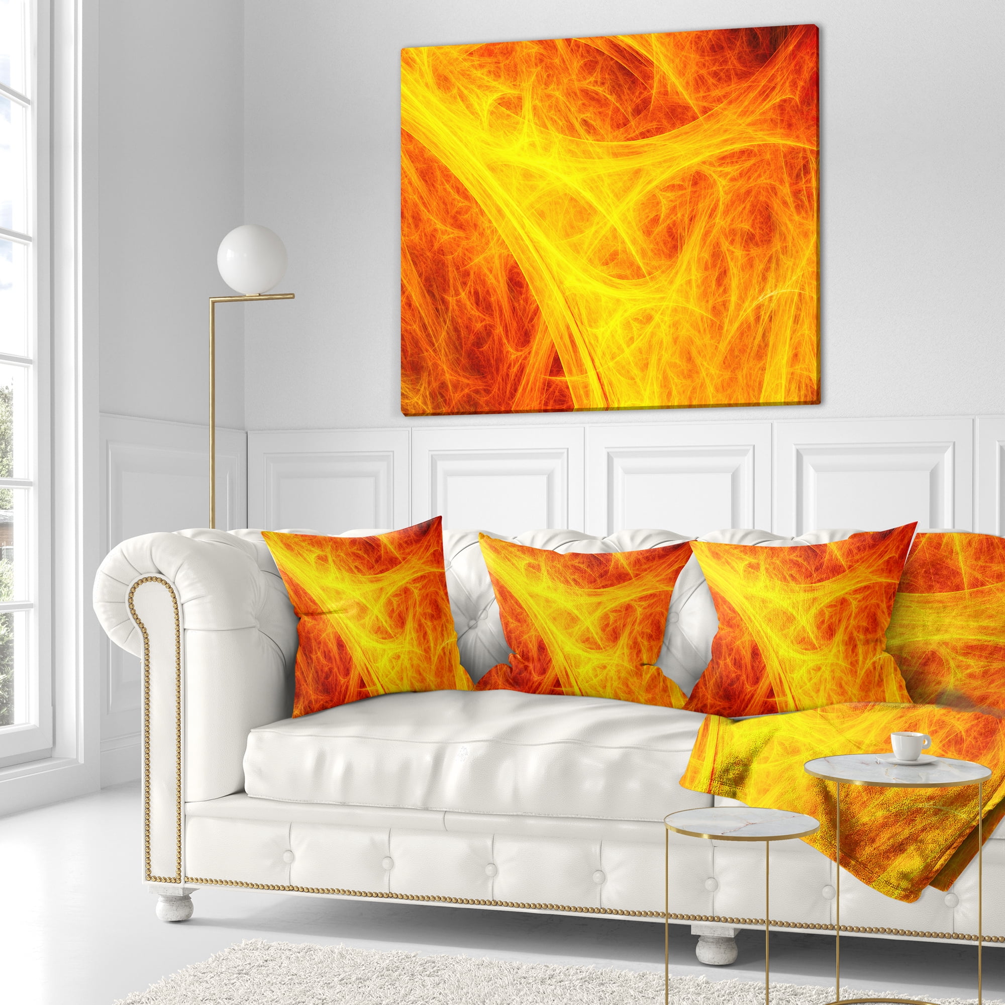 Designart Orange Mystic Psychedelic Texture - Abstract Throw Pillow - 16x16