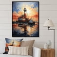 thumbnail image 1 of Designart "Orange Oil Rigs landscapes In Texas" Cityscapes Floater Framed Canvas Print, 1 of 7