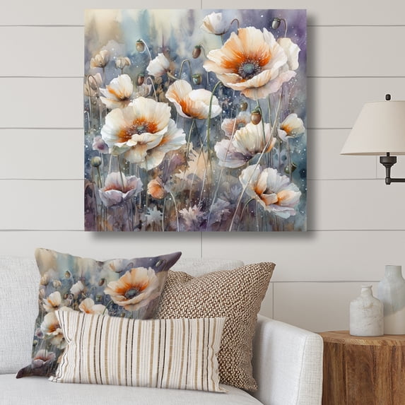 Designart "Orange Peonies Blooms I" Floral Peony Wall Art Print