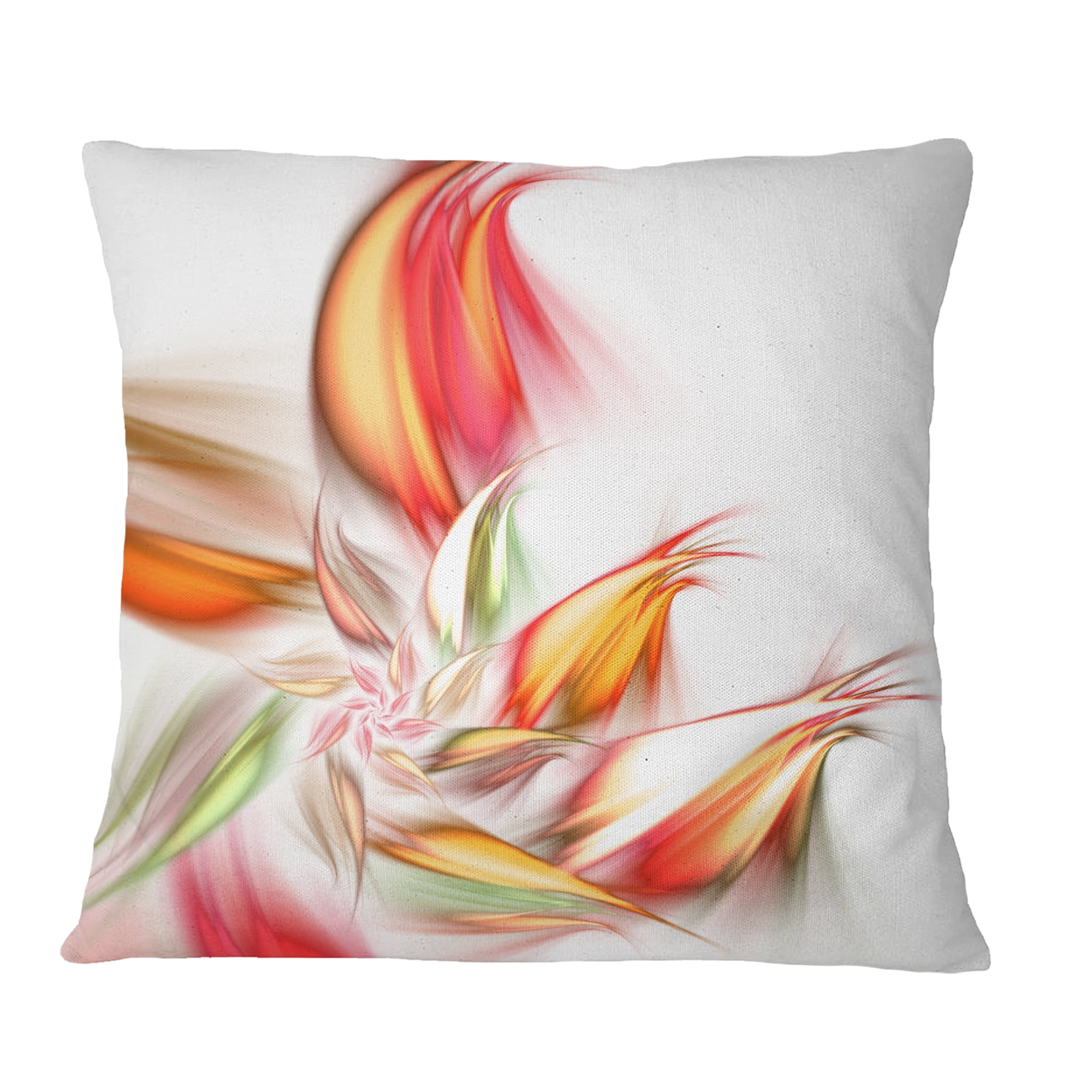 Designart Orange Pink Fractal Floral Shapes - Floral Throw Pillow - 18x18