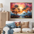 thumbnail image 1 of Designart "Orange Pink Palm Trees modern V" Palm Trees Floater Framed Canvas Art Print, 1 of 7