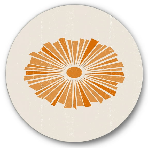 Designart 'Orange Radiant Sun I' Modern Circle Metal Wall Art 11x11 - Disc of 11