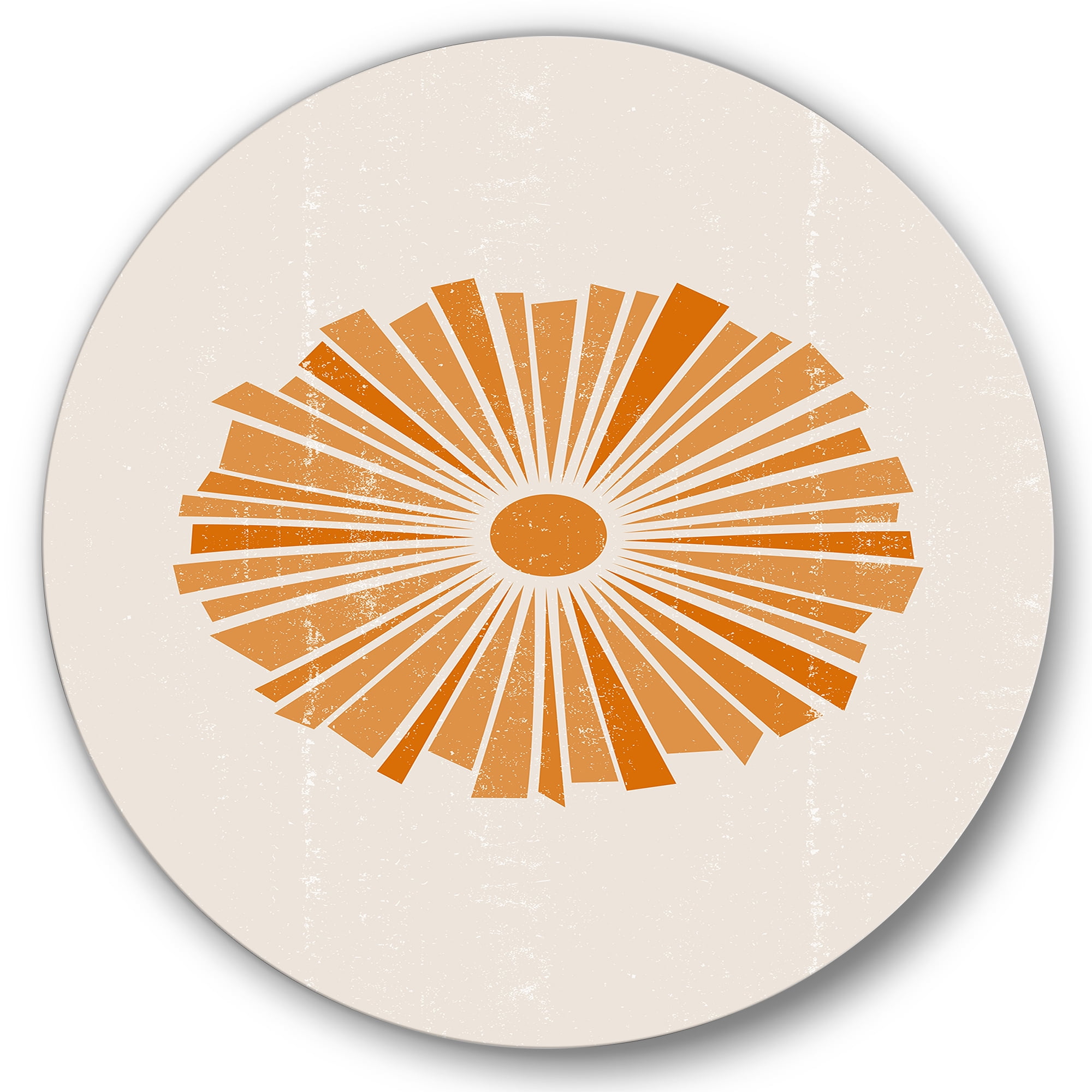 Designart 'Orange Radiant Sun I' Modern Circle Metal Wall Art 29x29 - Disc of 29