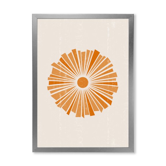 Designart 'Orange Radiant Sun I' Modern Framed Art Print