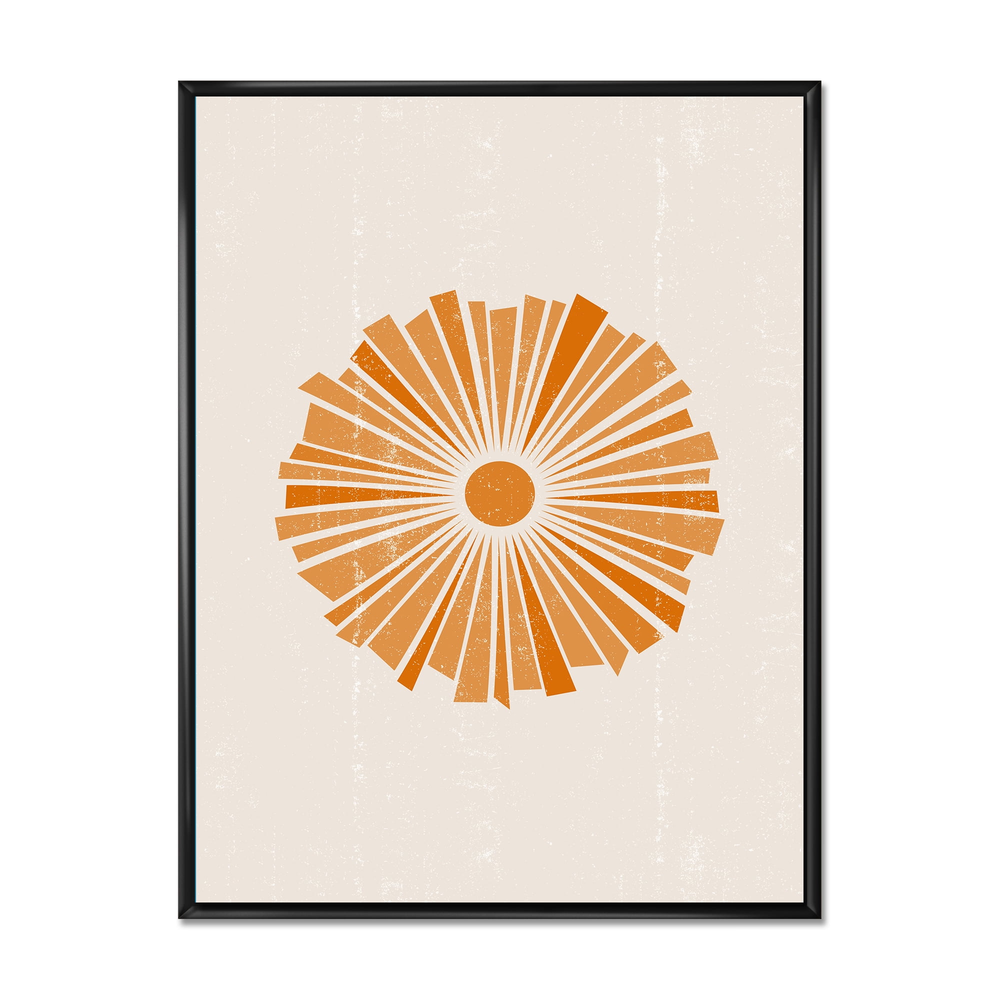 Designart 'Orange Radiant Sun I' Modern Framed Canvas Wall Art Print
